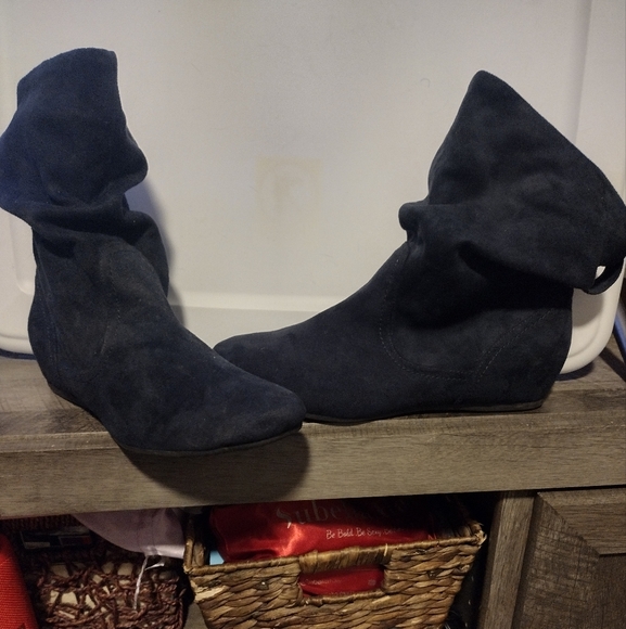 Navy blue scrunch boot flat sole - Picture 2 of 2